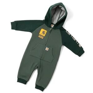 Carhartt Infant Boys' Long Sleeve Zip-up Hooded Green Coverall 3 Month 3M NWT